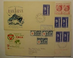 AUSTRALIA FDC ROTARY 1955 USA MEMORIAL X 3 BELMONT ,LARGES NORTH,5 DIFF