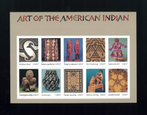 United States 37¢ American Indian Art Postage Stamps #3873 MNH Full Sheet