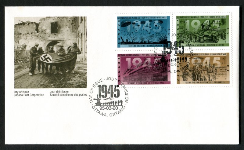 1544a Canada 43c World War II blk/4 Official FDC