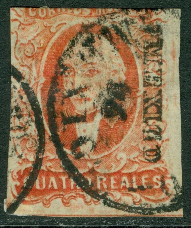 MEXICO : 1856. Scott #4 Very Fine, Used. Catalog $110.00.
