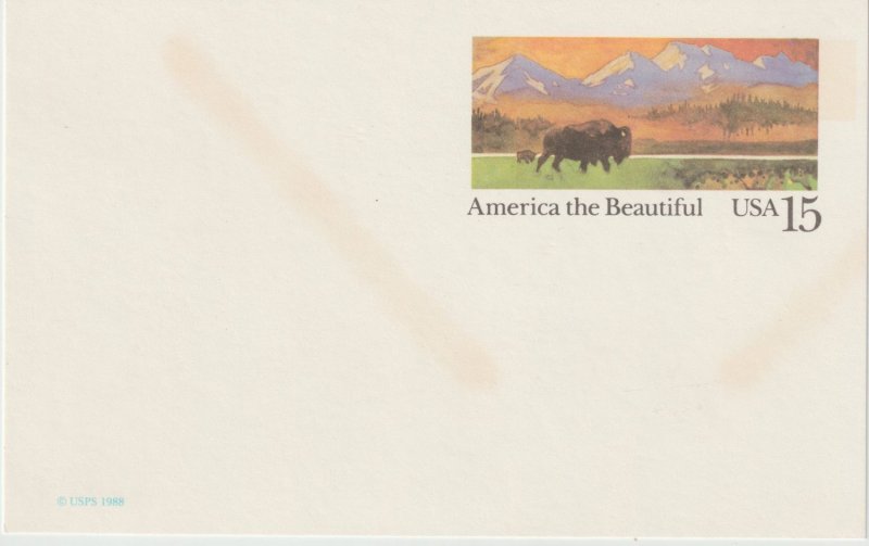 U.S. Scott UX120 1988 .15 Postcard Buffalo & Prairie