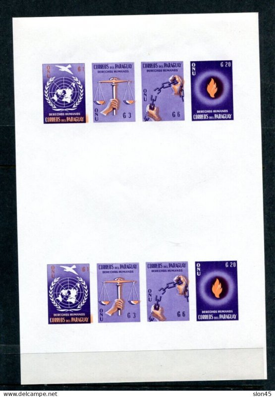 Paraguay 1960 4 minisheets Perf+Imperf with Orange Color shift ERRORS MNH 14883