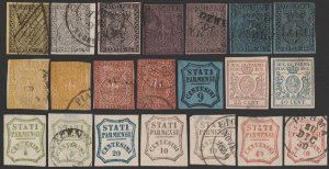 ITALY - PARMA 1852-59 collection. Sass cat €148,000. All stamps are genuine!