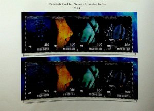 MICRONESIA Sc 1117-8 NH 2STRIPS OF 2014 - SEA LIFE - (JO23)