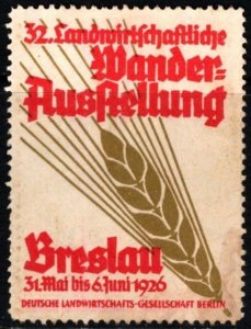 1926 German Poster Stamp Agricultural & Hiking Exhibition Munich Unused