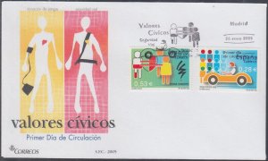 SPAIN Sc #3345-6 FDC  ROAD SAFETY and BLOOD DONATIONS DISCOVERED by LANDSTEINER