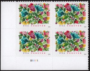 NEW ISSUE (Forever) Celebration Blooms Plate Block: LL #B11111 (2024) SA