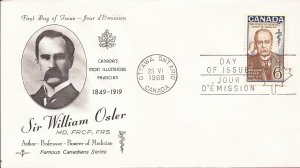 1969 Canada- FDC - RoseCraft - Sc 495 - Sir William Osler