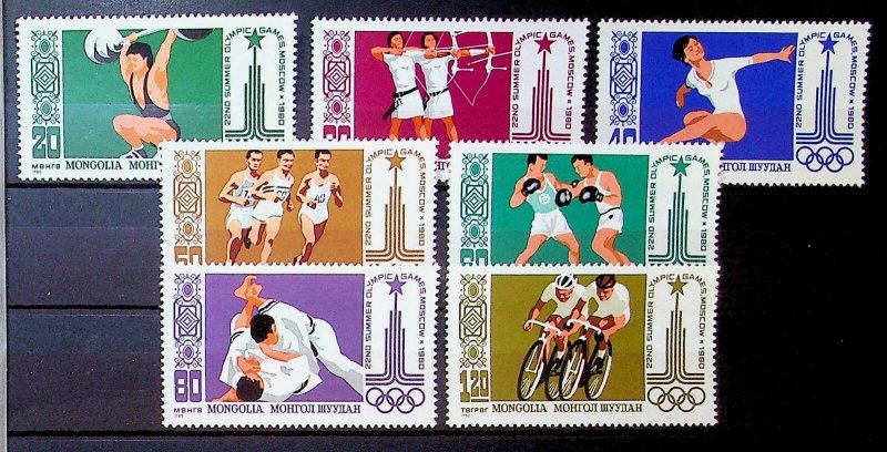 MONGOLIA Sc 1106-12 NH ISSUE OF 1980 - OLYMPICS - (LO25)
