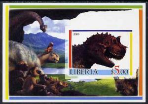 Liberia 2005 Dinosaurs imperf souvenir sheet #3 unmounted...