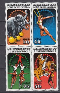 Z4067, 1985 DDR germany set blk/4 mnh #2514a the circus