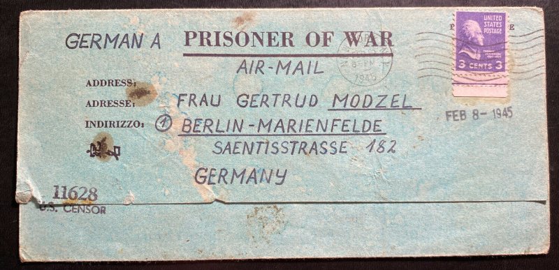 1945 Trinidad CO Camp POW Camp Letter Cover Germany Prisoner of War Ernst Modzel 