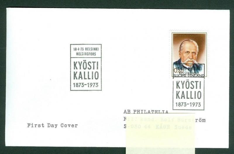 Finland. FDC 1973. President K. Kallio (1873-1973 ). Scott # 525. Address