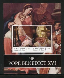 SPECIAL CANOUAN POPE BENEDICT XVI  LOT OF IMPERF TWO SHEETS & TWO S/S MINT NH