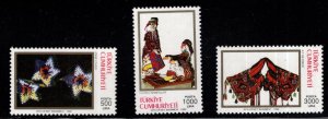 TURKEY Scott 2553-2555 MNH** 1992 Turkish Handicrafts set