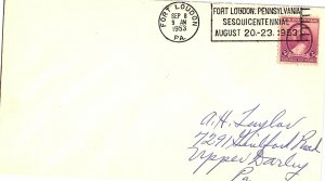 US SLOGAN CANCEL COVER FORT LOUDON PENNSYLVANIA SESQUICENTENNIAL 1953