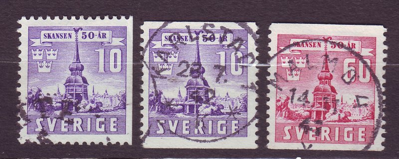 J22842 JLstamps 1941 sweden set used #319-21 building