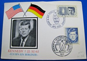GERMANY - 1963 - KENNEDY Ich Bin Ein Berliner MEMORIAM FDC POST CARD   (GGG17)