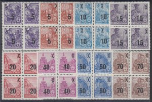 German Dem Rep Sc 216-223 MNH. 1954 Workers, black surcharge, blocks of 4, cplt