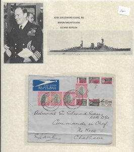 1935 Simonstown, South Africa to Adm Edward Evans, Royal Navy, England (53365)