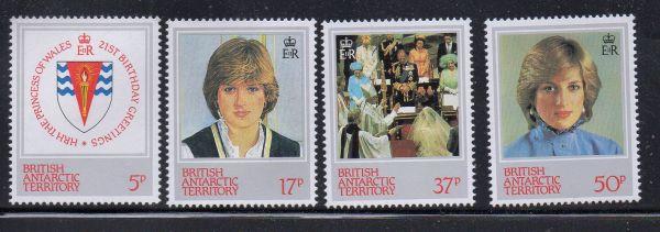 British Antarctic Territory Sc 92-5 1982 Diana 21 st Birthday stamps mint NH