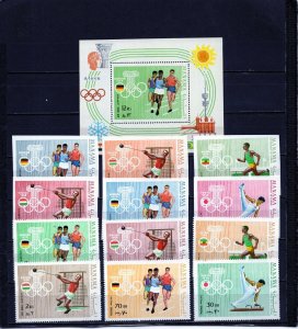 MANAMA 1969 SUMMER OLYMPIC GAMES 2 SETS OF 6 STAMPS PERF. & IMPERF. & S/S MNH