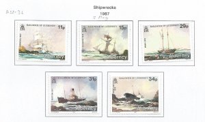 ALDERNEY - 1987 - Shipwrecks - Perf 5v Set - Mint Lightly Hinged