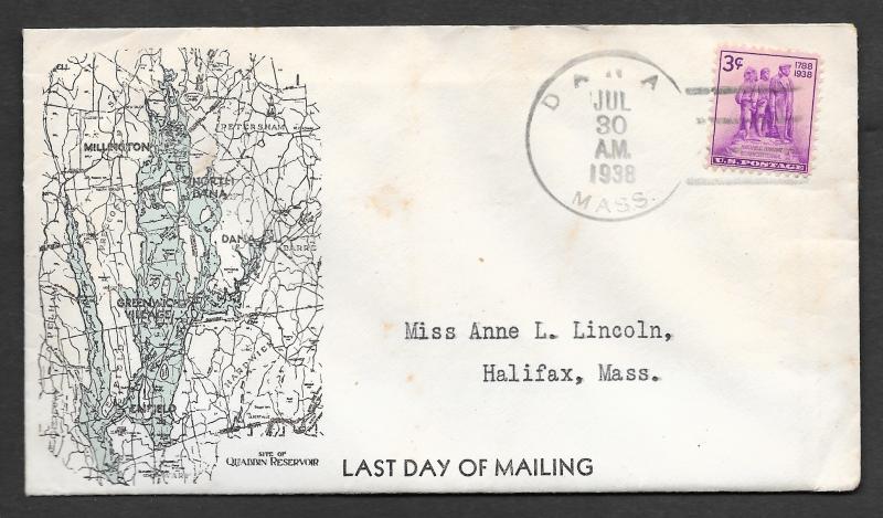 Quabbin Reservoir Towns Last Day of MailingCovers,  Free Shipping