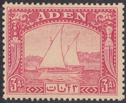 Aden 1937 MH Sc #6 3a Dhow toned gum