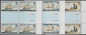 PITCAIRN 1981 125th Anniv Migration set plate # gutter blocks of 4 MNH......Q432