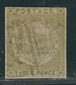 New South Wales 9 SG 42 3d Yellow Green Used F/VF 1850 SCV $349.00