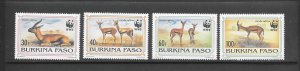 BURKINA FASO #970-3 WWF  GAZELLE MNH