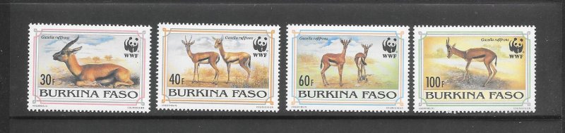 BURKINA FASO #970-3 WWF  GAZELLE MNH