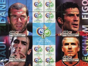 Soccer Football Sport Beckham Figo Zidane  Souvenir Sheet of 4 Stamps MNH