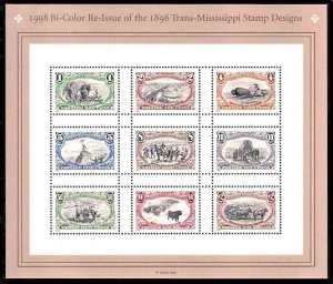 # 3209 Bi Color Reissue of 1898 Trans Mississippi Set 1998 Sheet MNH