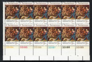 ALLY'S US Plate Block Scott #1444 8c Christmas Painting [12] MNH F/VF [W-31a]