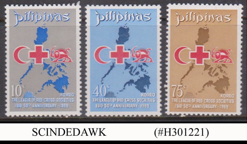 PHILIPPINES - 1969 50th ANNIV LEAGUE OF RED CROSS SOCIETIES 3V MNH