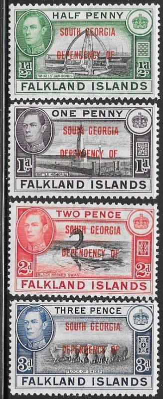 Falkland Islands - S. Georgia 3L1-3L4 Unused/Hinged - George VI - Short Set