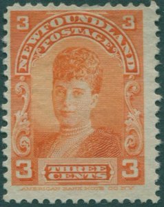 Newfoundland 1897 SG88 3c orange Queen Alexandra MNG