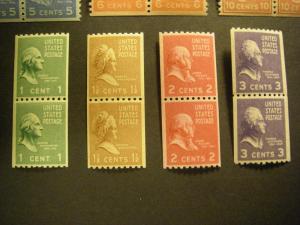 PREXIE COIL PAIRS COMPLETE, Scott 839 - 851, MNH Beauties, CV $72