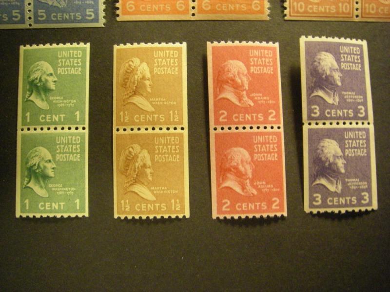 PREXIE COIL PAIRS COMPLETE, Scott 839 - 851, MNH Beauties, CV $72