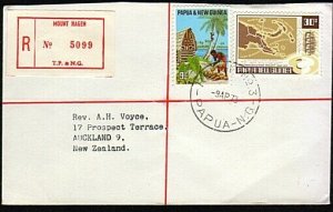 PAPUA NEW GUINEA 1973 Reg cover to NZ - Relief No.3 cds used Mt Hagen......18083