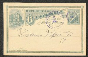 GUATEMALA H&G #3 POSTAL CARD AGENCIA MARITMA NACIONAL LTD LOCAL POST 1906