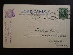 1906 Denver Colorado to Alberta Canada North Cheyenne RPPC Postcard Cover