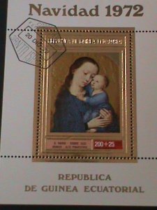 ​EQUATORIAL GUINEA-1972 NAVIDA-VIRGIN & THE CHILD PAINTING GOLD MNH-S/S VF