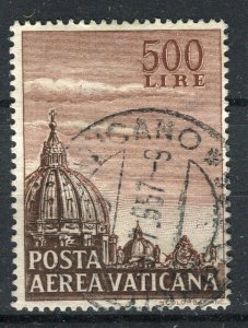 VATICAN; 1953 early Airmail issue fine used 500L value