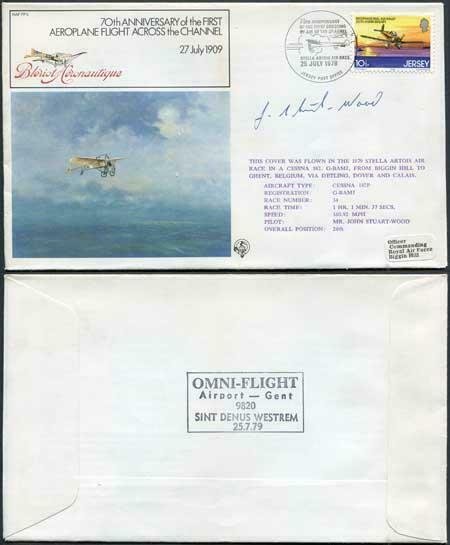 FF5a 70th Ann 1st Aeroplane Flight Across the Channel Signed by J. Stewart-Wood