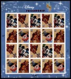 US Scott 3865-68 DISNEY FRIENDSHIP  37c Mint NH Sheet of 20