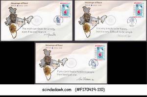 BANGLADESH 2011 MESSENGER OF PEACE 3 COVERS WITH GANDHI TERESA