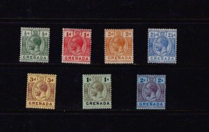 Grenada: 1913 King George V definitive, Short Set to 2/-  MCCA wmk.  Mint
